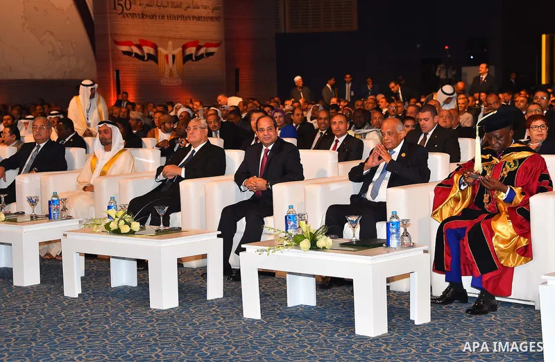 Egyptian President Abdel Fattah al-Sisi attends a ceremony of 150th anniversary of Egyptian parliament, in Cairo, Egypt, on Oct. 09, 2016. Photo by Egyptian President Office