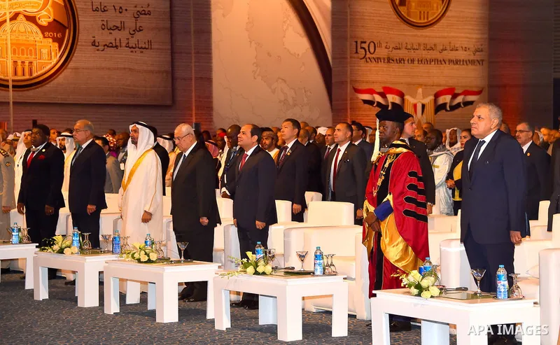 Egyptian President Abdel Fattah al-Sisi attends a ceremony of 150th anniversary of Egyptian parliament, in Cairo, Egypt, on Oct. 09, 2016. Photo by Egyptian President Office