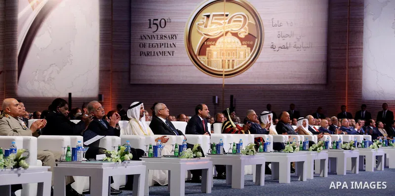 Egyptian President Abdel Fattah al-Sisi attends a ceremony of 150th anniversary of Egyptian parliament, in Cairo, Egypt, on Oct. 09, 2016. Photo by Egyptian President Office