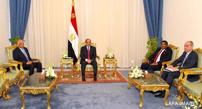 Egyptian President Abdel Fattah al-Sisi meets with Inter-Parliamentary Union (IPU) Secretary General Martin Chungong in Sharm el-Sheikh, in the South Sinai governorate, south of Cairo, Egypt on Oct. 09, 2016. Photo by Eg...