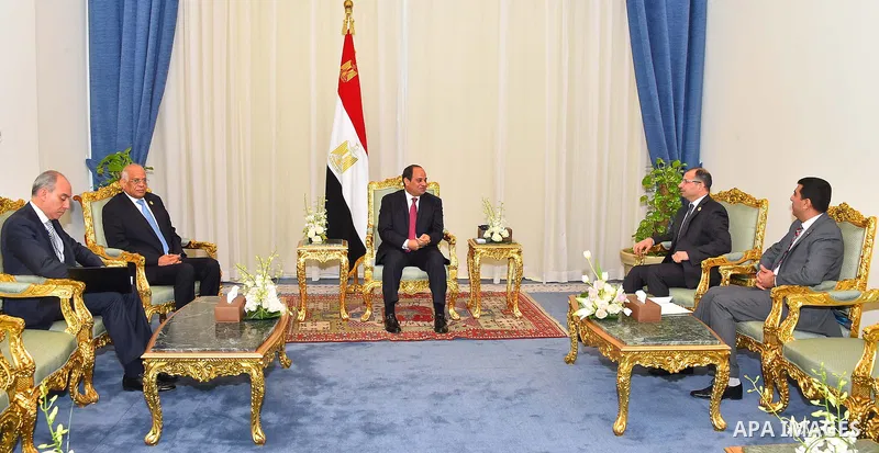Egyptian President Abdel Fattah al-Sisi meets with Iraqi parliament speaker Salim al-Jabouri in Sharm el-Sheikh, in the South Sinai governorate, south of Cairo, Egypt on Oct. 09, 2016. Photo by Egyptian President Office