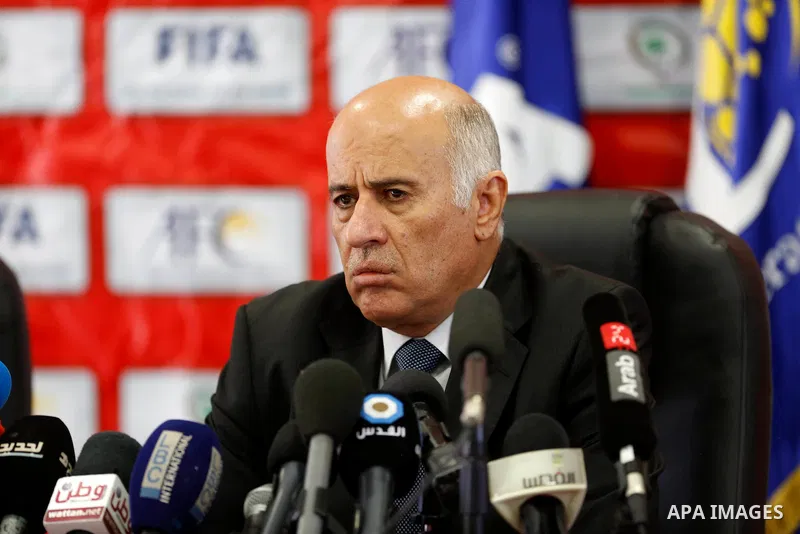 Palestinian Football Association (PFA) head Jibril Rajoub holds a press conference on October 12, 2016 at Joseph Sepp Blatter Academy in the West Bank city of Ramallah. Photo by Shadi Hatem