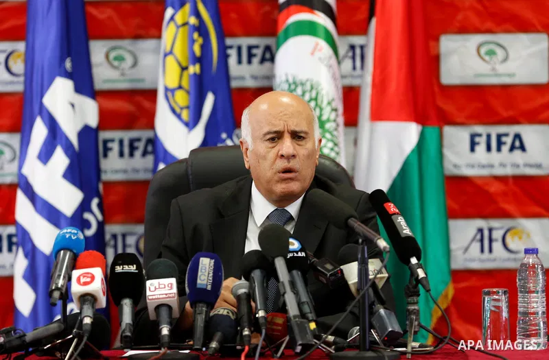 Palestinian Football Association (PFA) head Jibril Rajoub holds a press conference on October 12, 2016 at Joseph Sepp Blatter Academy in the West Bank city of Ramallah. Photo by Shadi Hatem