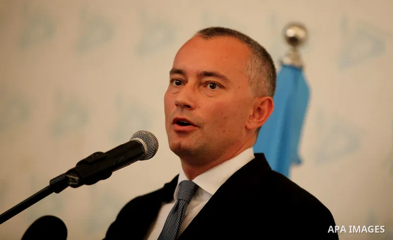 Nikolay Mladenov, United Nations Special Coordinator for the Middle East Peace Process, speaks during a press conference, in Gaza city on October 13, 2016. Photo by Ashraf Amra