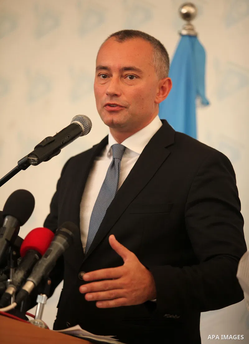 Nikolay Mladenov, United Nations Special Coordinator for the Middle East Peace Process, speaks during a press conference, in Gaza city on October 13, 2016. Photo by Ashraf Amra