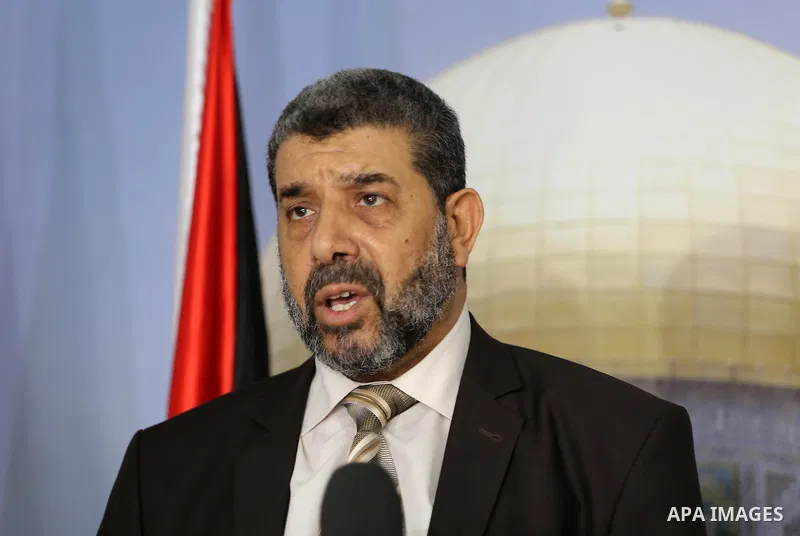 Head of the Jerusalem Committee of the Legislative Council Ahmed Abu Halabiya, speaks during a news conference in Gaza City on Oct 20, 2016. Photo by Mohammed Asad