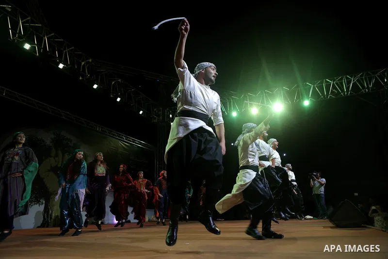 Members of Palestinian dance Dabka band perform during the Birzeit Nights Festival at Birzeit University in the West Bank city of Ramallah on Oct. 20, 2016. Photo by Shadi Hatem