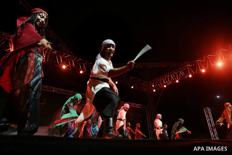 Members of Palestinian dance Dabka band perform during the Birzeit Nights Festival at Birzeit University in the West Bank city of Ramallah on Oct. 20, 2016. Photo by Shadi Hatem