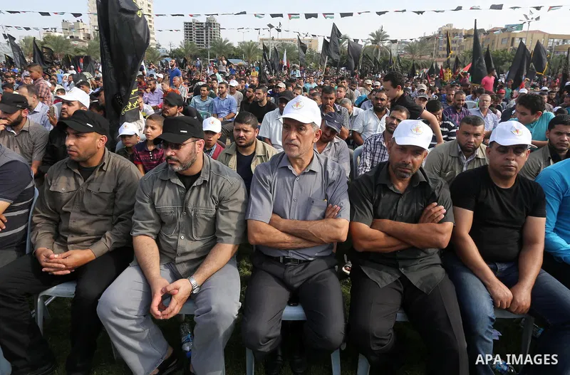 Palestinians attend a rally marking the 29th anniversary of the foundation of the Islamic Jihad movement in Gaza City October 21, 2016. Photo by Mohammed Asad