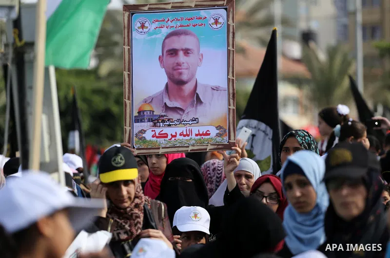 Palestinians attend a rally marking the 29th anniversary of the foundation of the Islamic Jihad movement in Gaza City October 21, 2016. Photo by Mohammed Asad