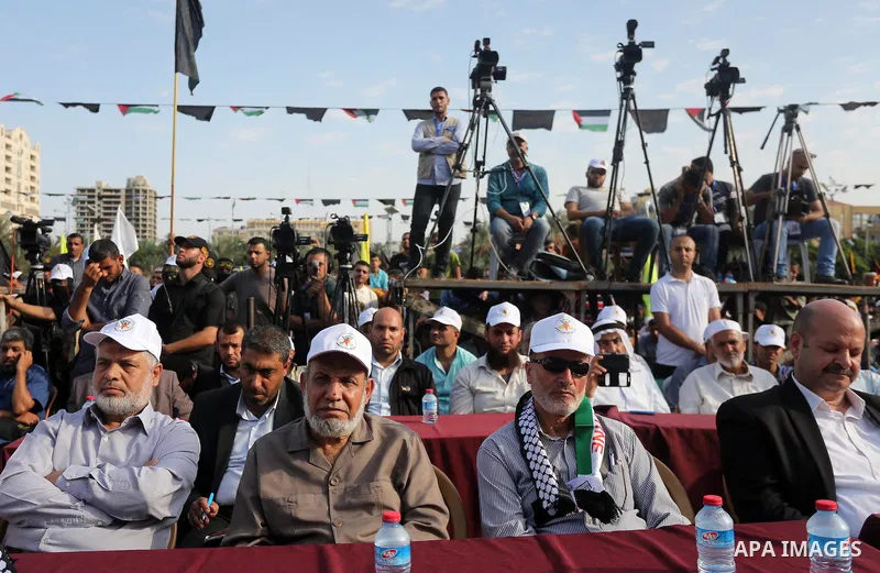 Palestinians attend a rally marking the 29th anniversary of the foundation of the Islamic Jihad movement in Gaza City October 21, 2016. Photo by Mohammed Asad