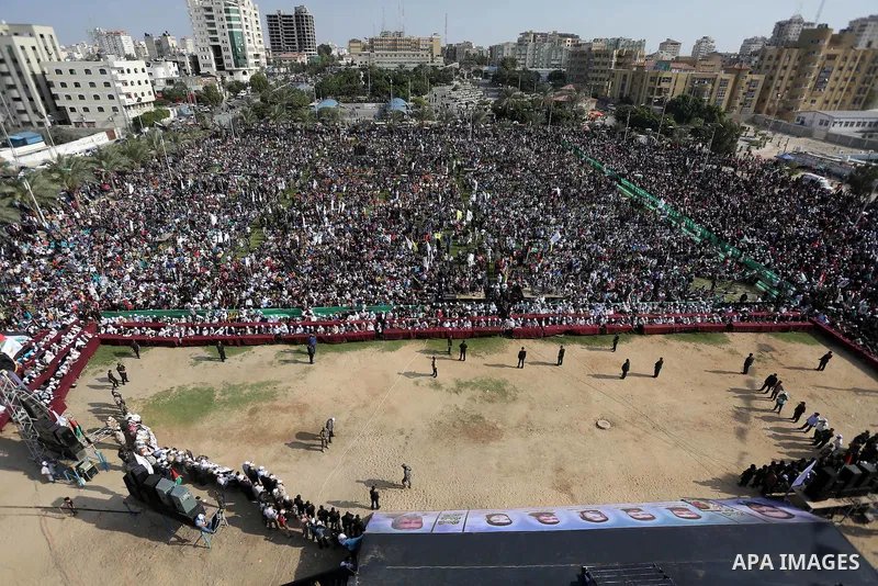 Palestinians attend a rally marking the 29th anniversary of the foundation of the Islamic Jihad movement in Gaza City October 21, 2016. Photo by Mohammed Asad
