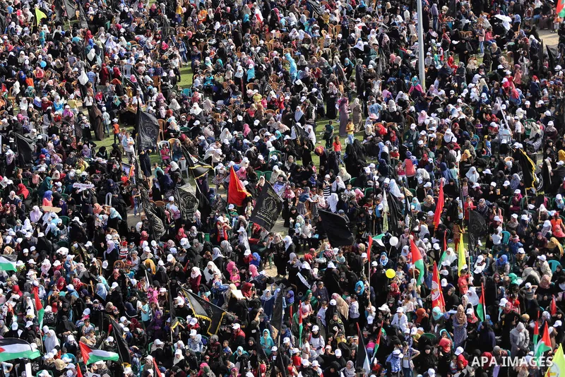 Palestinians attend a rally marking the 29th anniversary of the foundation of the Islamic Jihad movement in Gaza City October 21, 2016. Photo by Mohammed Asad