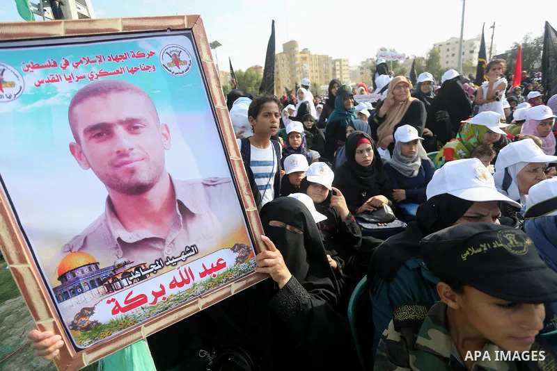 Palestinians attend a rally marking the 29th anniversary of the foundation of the Islamic Jihad movement in Gaza City October 21, 2016. Photo by Mohammed Asad