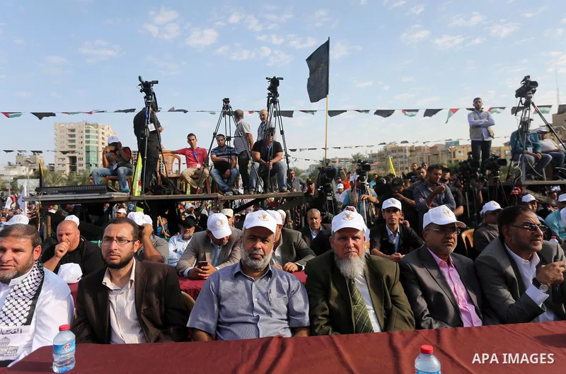 Palestinians attend a rally marking the 29th anniversary of the foundation of the Islamic Jihad movement in Gaza City October 21, 2016. Photo by Mohammed Asad