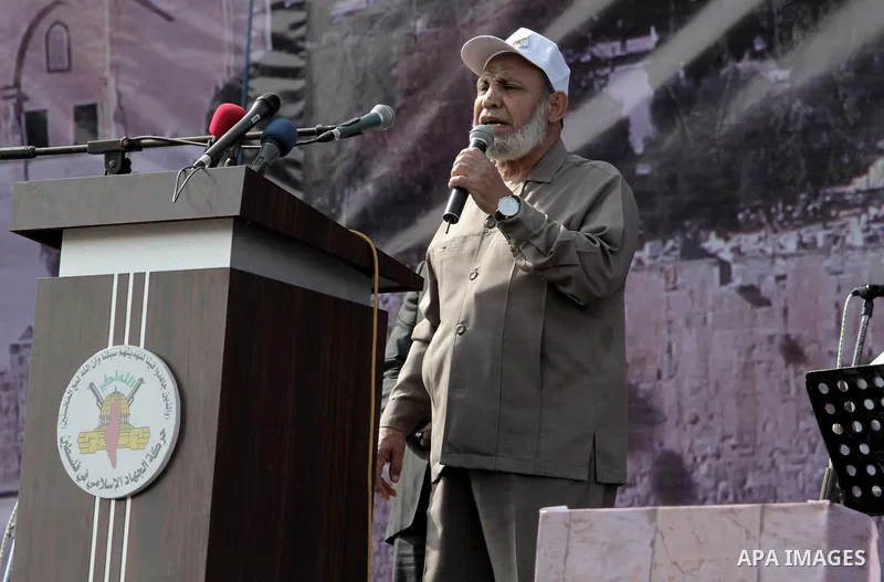 Senior Hamas leader Mahmoud al-Zahar gives a speech during a rally marking the 29th anniversary of the foundation of the Islamic Jihad movement in Gaza City October 21, 2016. Photo by Abed Rahim Khatib