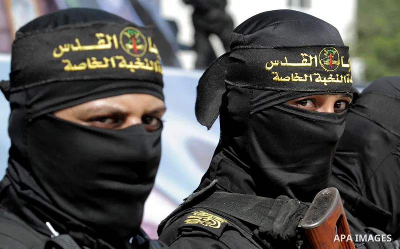 Palestinian Islamic Jihad militants stand guard during a rally marking the 29th anniversary of the movement foundation in Gaza City October 21, 2016. Photo by Abed Rahim Khatib