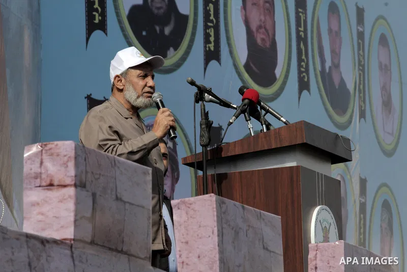 Senior Hamas leader Mahmoud al-Zahar gives a speech during a rally marking the 29th anniversary of the foundation of the Islamic Jihad movement in Gaza City October 21, 2016. Photo by Abed Rahim Khatib