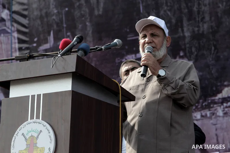 Senior Hamas leader Mahmoud al-Zahar gives a speech during a rally marking the 29th anniversary of the foundation of the Islamic Jihad movement in Gaza City October 21, 2016. Photo by Abed Rahim Khatib