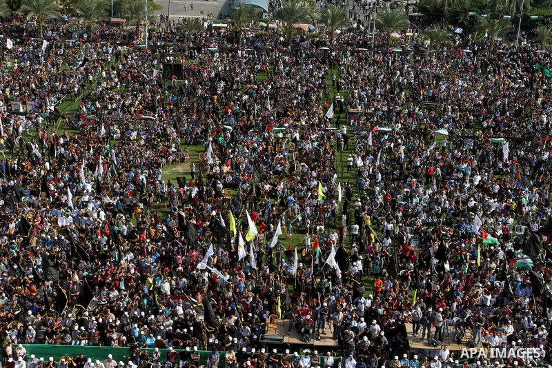 Palestinians attend a rally marking the 29th anniversary of the foundation of the Islamic Jihad movement in Gaza City October 21, 2016. Photo by Abed Rahim Khatib