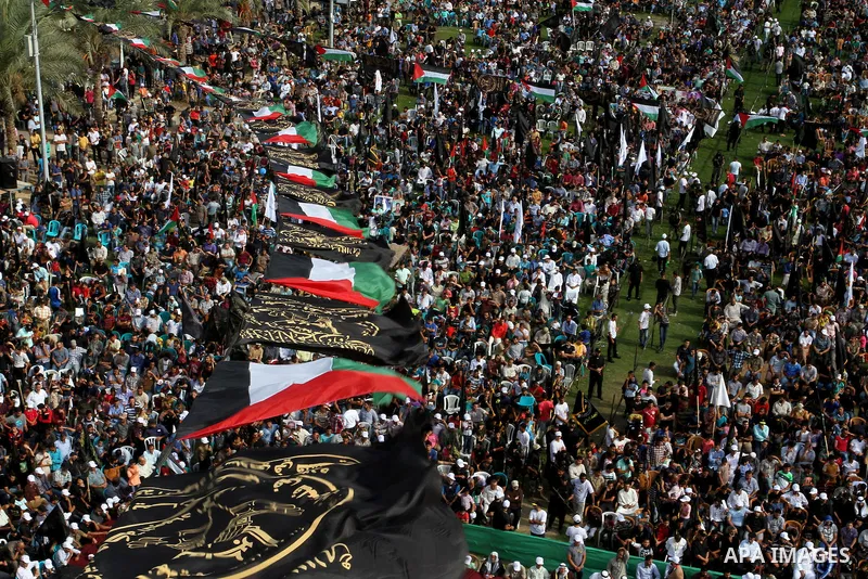 Palestinians attend a rally marking the 29th anniversary of the foundation of the Islamic Jihad movement in Gaza City October 21, 2016. Photo by Abed Rahim Khatib