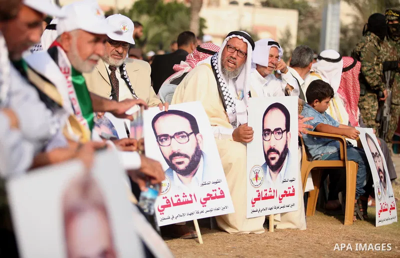 Palestinians attend a rally marking the 29th anniversary of the foundation of the Islamic Jihad movement in Gaza City October 21, 2016. Photo by Ashraf Amra