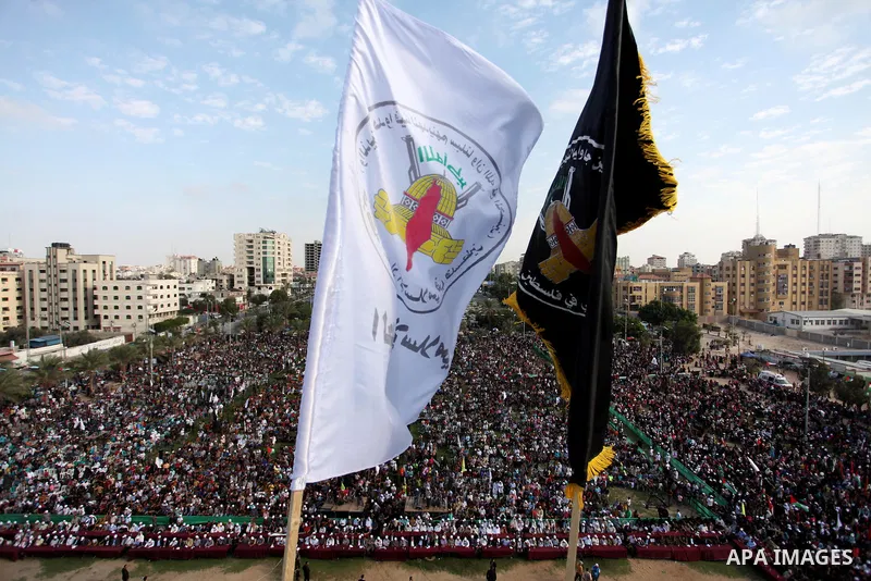 Palestinians attend a rally marking the 29th anniversary of the foundation of the Islamic Jihad movement in Gaza City October 21, 2016. Photo by Ashraf Amra