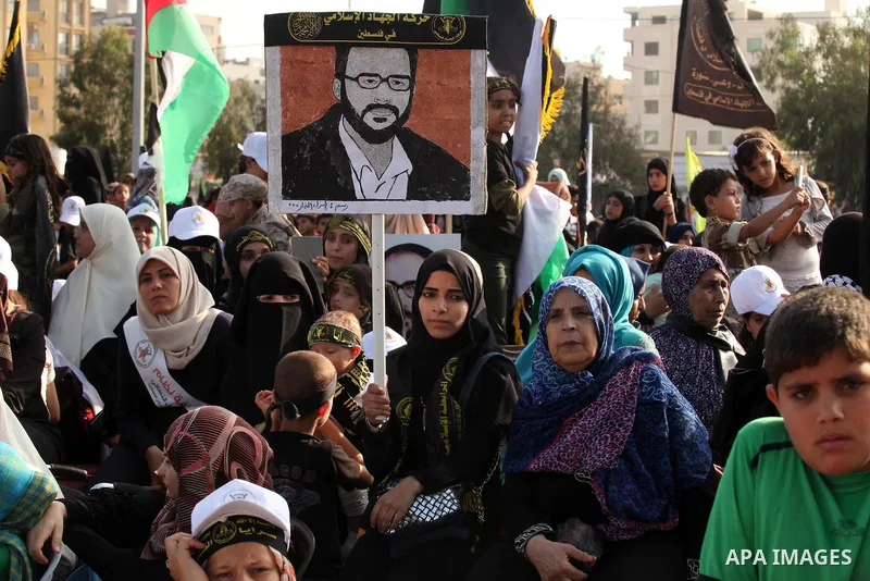 Palestinians attend a rally marking the 29th anniversary of the foundation of the Islamic Jihad movement in Gaza City October 21, 2016. Photo by Ashraf Amra