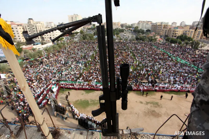 Palestinians attend a rally marking the 29th anniversary of the foundation of the Islamic Jihad movement in Gaza City October 21, 2016. Photo by Ashraf Amra