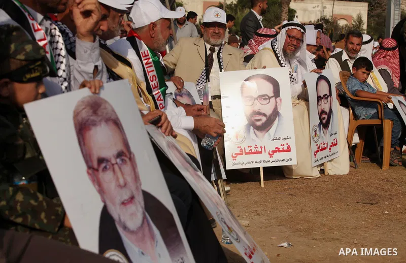 Palestinians attend a rally marking the 29th anniversary of the foundation of the Islamic Jihad movement in Gaza City October 21, 2016. Photo by Ashraf Amra