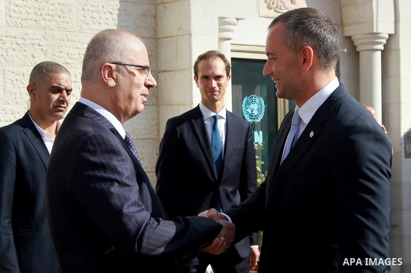 Palestinian Prime Minister, Rami Hamdallah, attends the ceremony of the seventy-first anniversary of the founding of the United Nations, in the West Bank city of Ramallah, on October 24, 2016. Photo by Prime Minister Off...