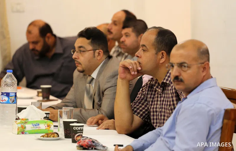 Palestinians take part in a seminar "Two years after donors' conference of Gaza Strip reconstruction", in Gaza city, on Ocyober 30, 2016. Photo by Mohammed Asad
