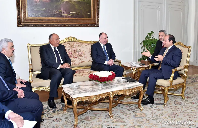 Egyptian President Abdel Fattah al-Sisi, meets with Azeri Foreign Minister, in Cairo, Egpyt, on November 2, 2016. Photo by Egyptian President Office