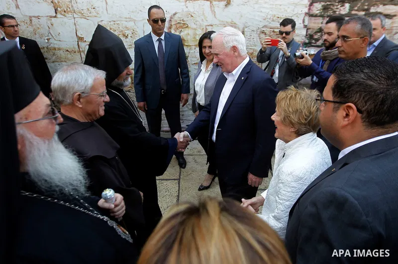 Canada's Governor General David Johnston visits the Church of Nativity in the West Bank city of Bethlehem November 5, 2016. Photo by Wisam Hashlamoun
