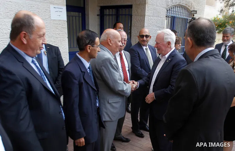 Canada's Governor General David Johnston visits AL-Shurooq school for the blind children, in the West Bank city of Beit Jala, on November 5, 2016. Photo by Wisam Hashlamoun