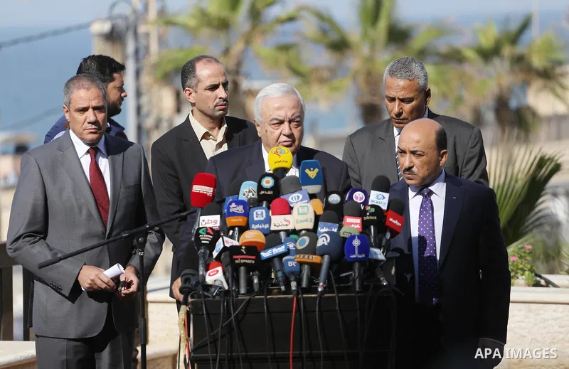 Palestinian Labor Minister Mamoun Abu Shahla, speaks during a perss conference, in Gaza city, on November 8, 2016. Photo by Mohammed Asad