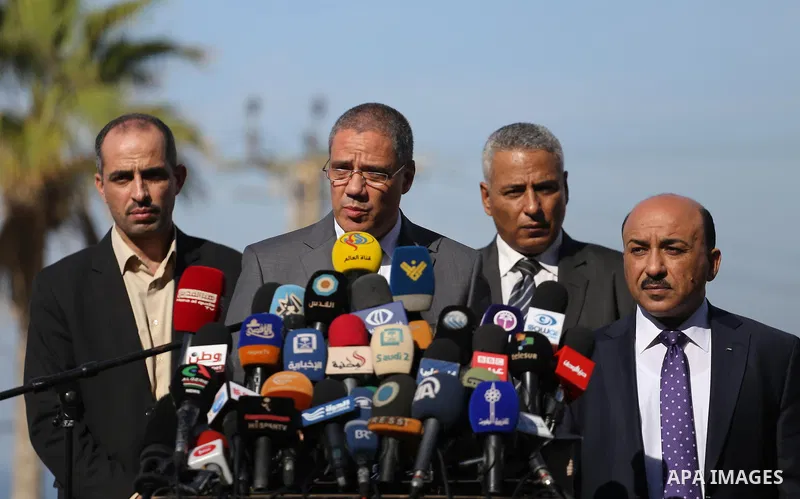 Ralph Tarraf, European Union representative, speaks during a news conference in the presence of international diplomats, in Gaza November 8, 2016. Photo by Mohammed Asad