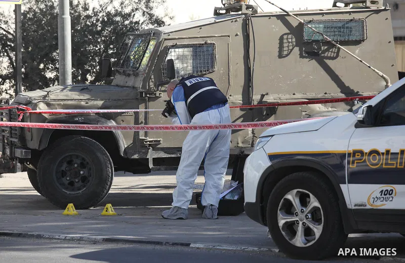Israeli security forces search the scene where the Israeli military said a Palestinian stabbed a soldier with screwdriver before he was shot, in the West Bank village of Hawara near Nablus, November 9, 2016. Photo by Ned...