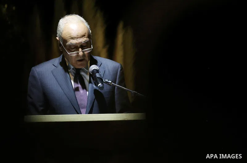 Ahmed Aboul Gheit, Secretary-General of the Arab League delivers a speech during the inauguration ceremony of late Palestinian leader Yasser Arafat's Museum in the West Bank city of Ramallah on November 9, 2016. The Yass...