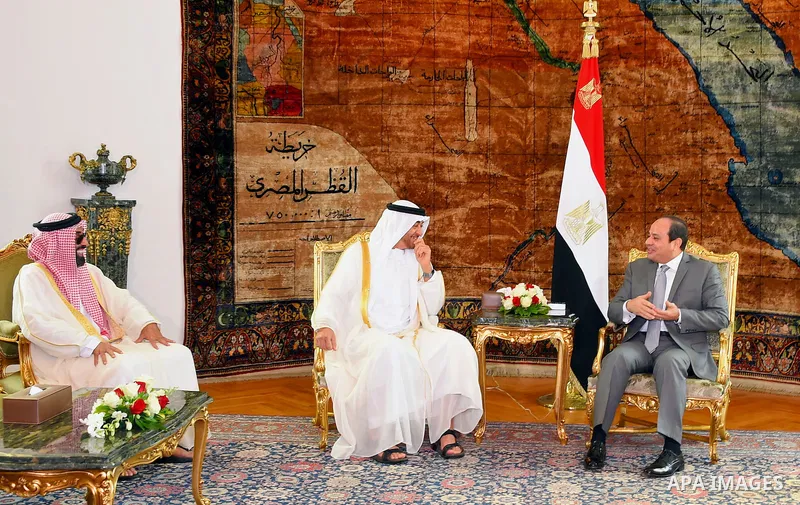 Egyptian President Abdel Fattah al-Sisi meets with Sheikh Mohammed bin Zayed Al Nahyan Crown Prince of Abu Dhabi Deputy Supreme Commander of the UAE Armed Forces in Cairo, Egypt, on Nov. 10, 2016. Photo by Egyptian Presi...