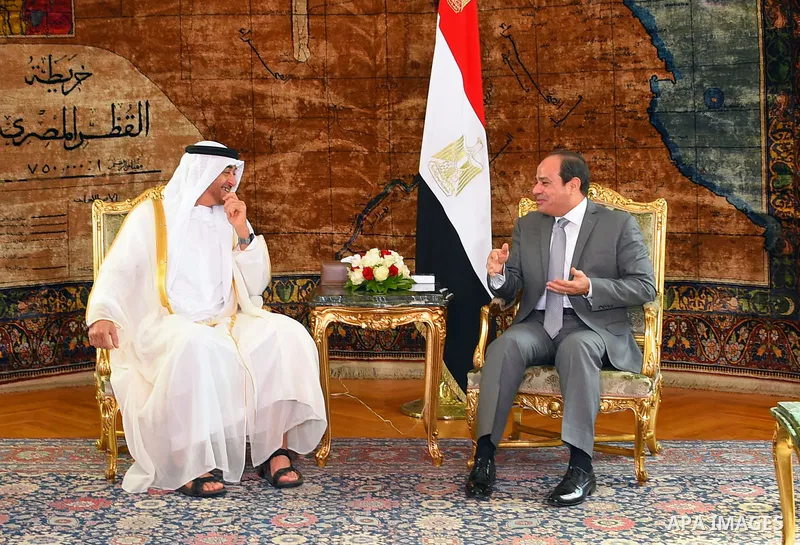 Egyptian President Abdel Fattah al-Sisi meets with Sheikh Mohammed bin Zayed Al Nahyan Crown Prince of Abu Dhabi Deputy Supreme Commander of the UAE Armed Forces in Cairo, Egypt, on Nov. 10, 2016. Photo by Egyptian Presi...