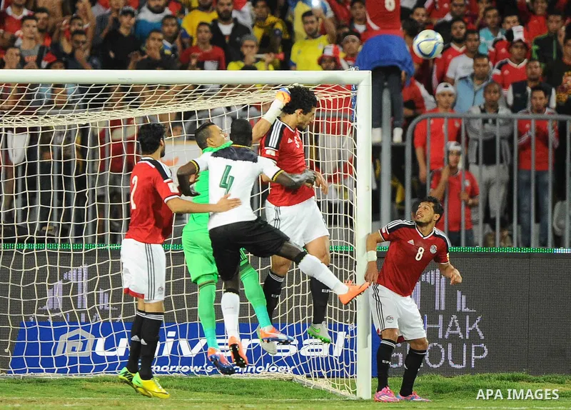 Egypt v Ghana compete during the 2018 World Cup qualifying Group E football match between Egypt and Ghana at the Borg el-Arab Stadium near Alexandria on November 13, 2016. Photo by Stringer