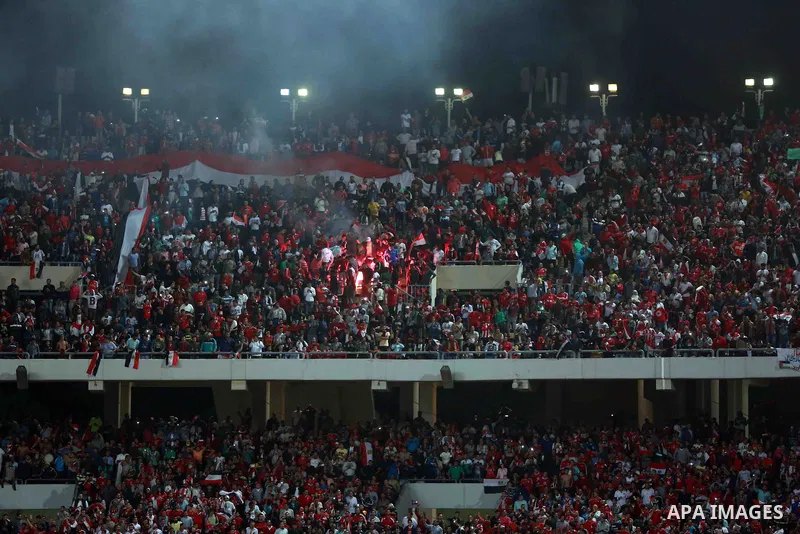 Egyptian fans attend the 2018 World Cup qualifying Group E football match between Egypt and Ghana at the Borg el-Arab Stadium near Alexandria, Egypt on November 13, 2016. Photo by Stringer