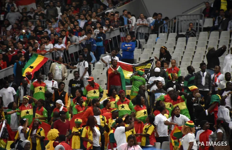 Egyptian fans attend the 2018 World Cup qualifying Group E football match between Egypt and Ghana at the Borg el-Arab Stadium near Alexandria, Egypt on November 13, 2016. Photo by Stringer