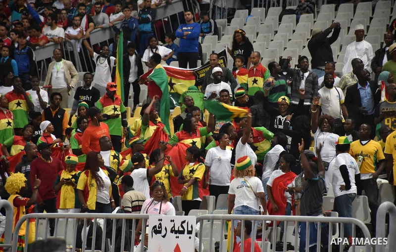 Egyptian fans attend the 2018 World Cup qualifying Group E football match between Egypt and Ghana at the Borg el-Arab Stadium near Alexandria, Egypt on November 13, 2016. Photo by Stringer