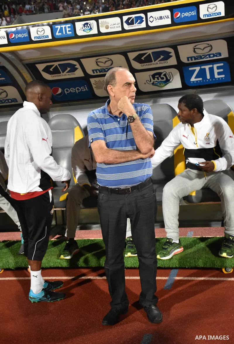 Ghana coach Avram Grant attends the 2018 World Cup qualifying Group E football match between Egypt and Ghana at the Borg el-Arab Stadium near Alexandria, Egypt on November 13, 2016. Photo by Stringer