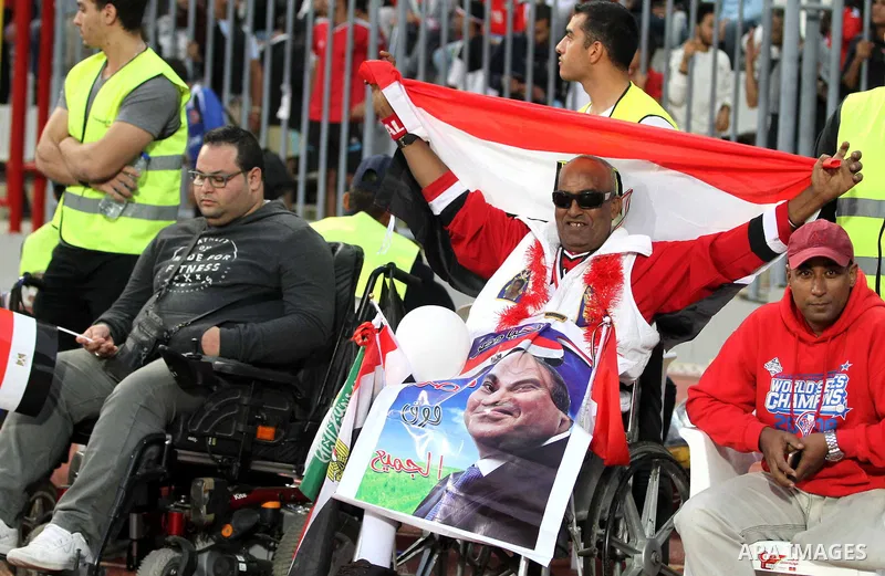 Egyptian fans attend the 2018 World Cup qualifying Group E football match between Egypt and Ghana at the Borg el-Arab Stadium near Alexandria, Egypt on November 13, 2016. Photo by Stringer