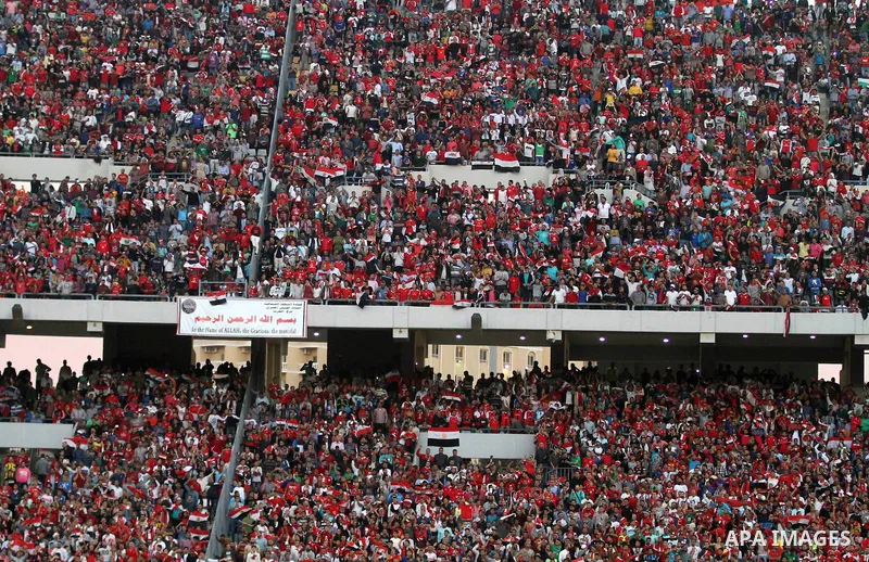 Egyptian fans attend the 2018 World Cup qualifying Group E football match between Egypt and Ghana at the Borg el-Arab Stadium near Alexandria, Egypt on November 13, 2016. Photo by Stringer
