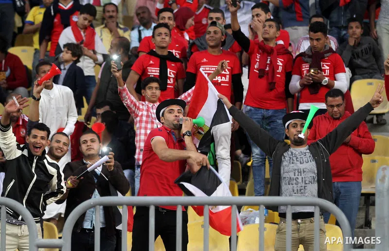 Egyptian fans attend the 2018 World Cup qualifying Group E football match between Egypt and Ghana at the Borg el-Arab Stadium near Alexandria, Egypt on November 13, 2016. Photo by Stringer