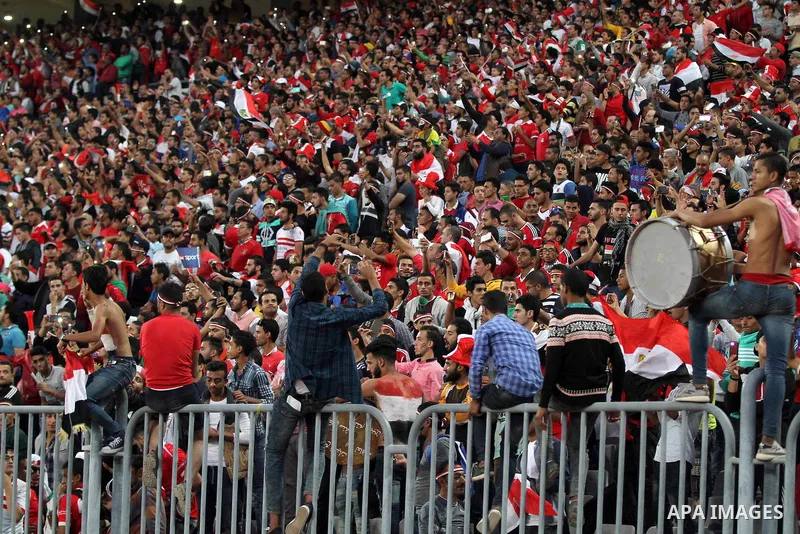 Egyptian fans attend the 2018 World Cup qualifying Group E football match between Egypt and Ghana at the Borg el-Arab Stadium near Alexandria, Egypt on November 13, 2016. Photo by Stringer